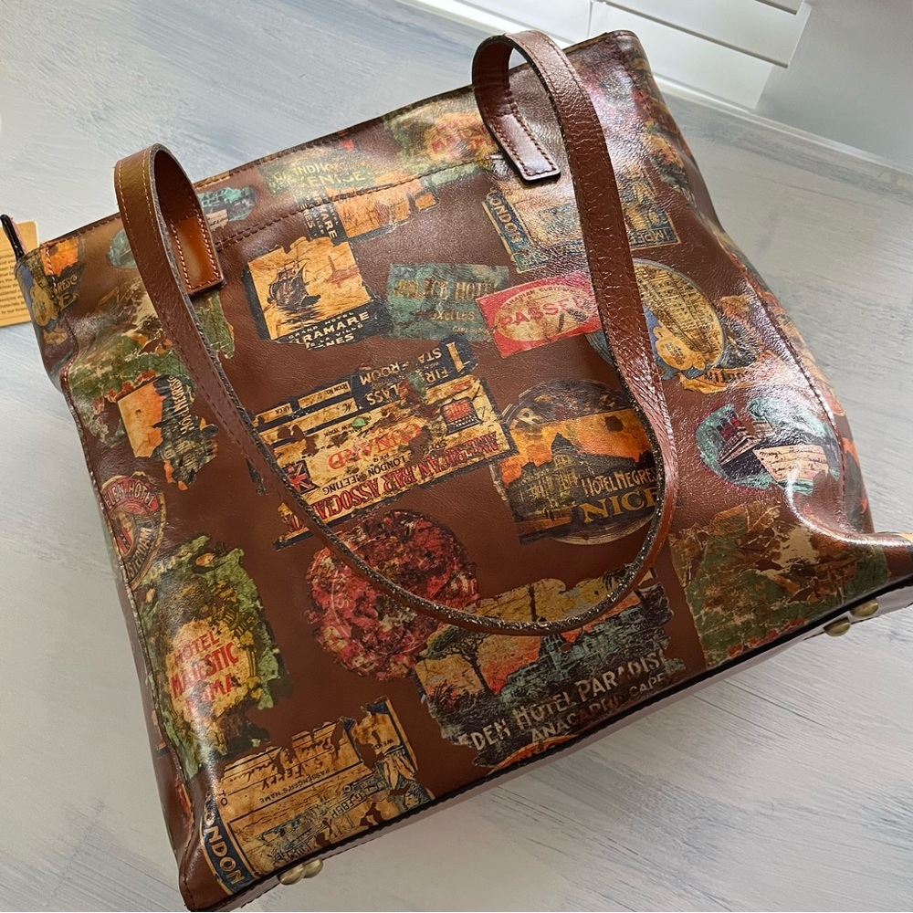 Patricia Nash Viana Tote Vintage Travel Sticker